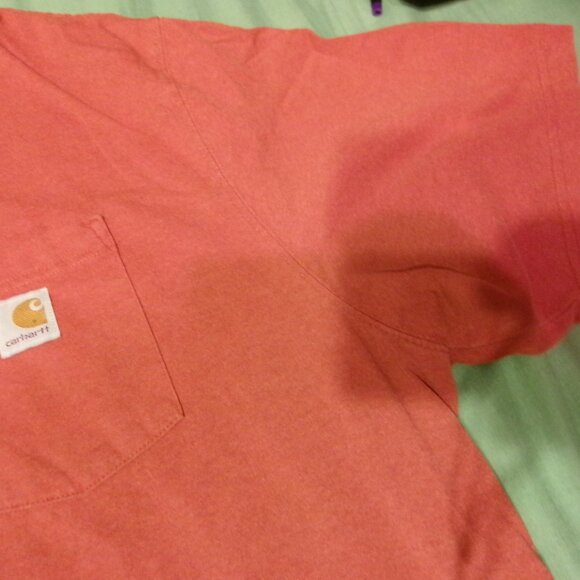 Carhartt K87 Loose Fit Men's 2XL Short Sleeve Work Pocket T-Shirt Red Stained - Picture 4 of 16